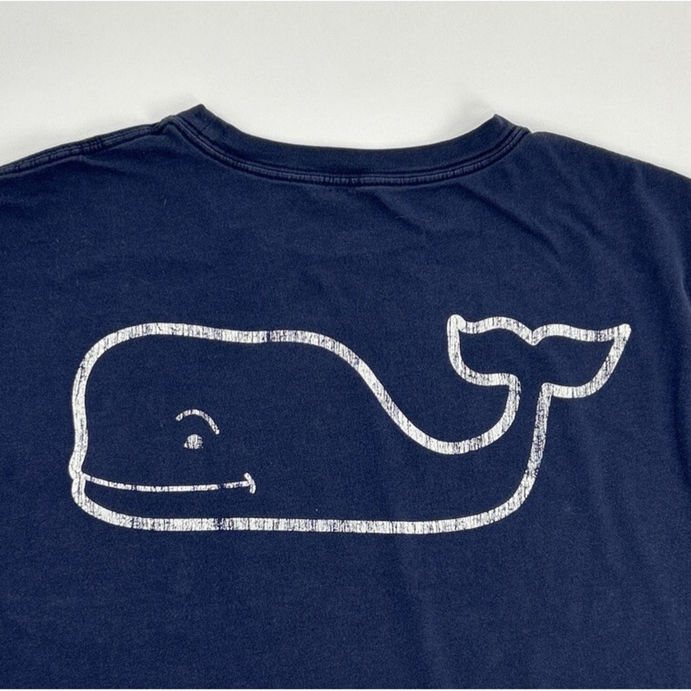 Vineyard Vines Shirt Men's L Blue Long Sleeve Crew Neck Pocket Tee Whale